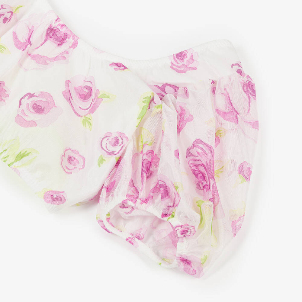 Nessi Byrd-Розовый и белый цветочный топ для девочек | Childrensalon Outlet