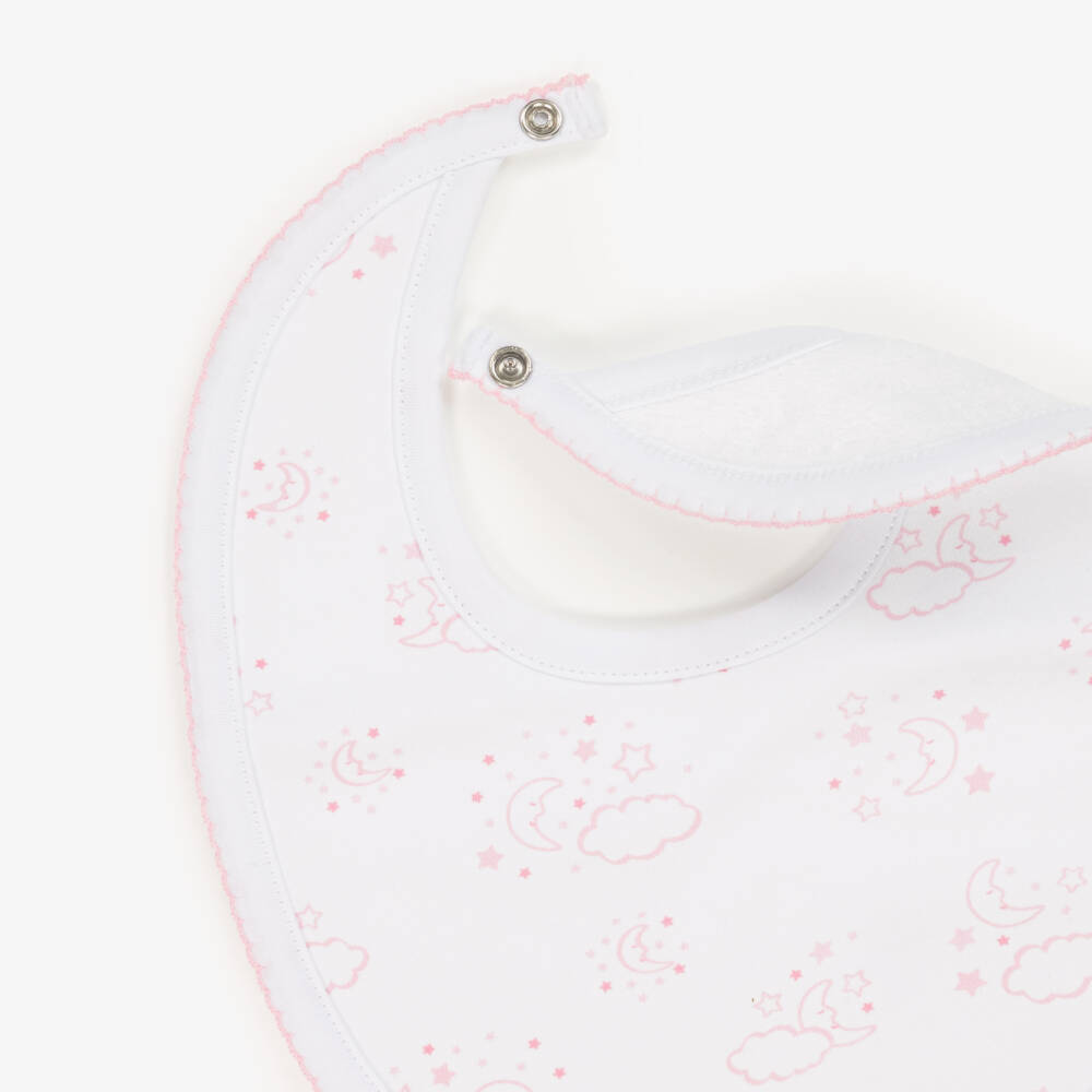Kissy Kissy-Girls White & Pink Pima Cotton Cheerful Good Night Bib | Childrensalon Outlet