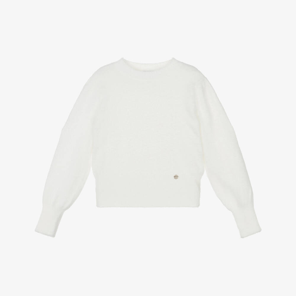 Mayoral-Кремовый пушистый вязаный свитер для девочек | Childrensalon Outlet