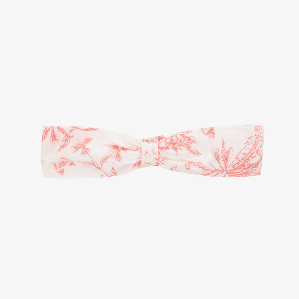 Tartine et Chocolat-Girls White & Red Floral Print Cotton Headband | Childrensalon Outlet