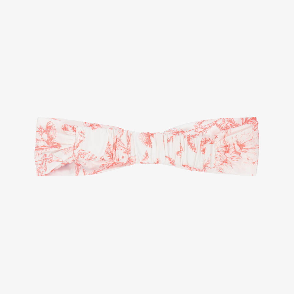 Tartine et Chocolat-Girls White & Red Floral Print Cotton Headband | Childrensalon Outlet