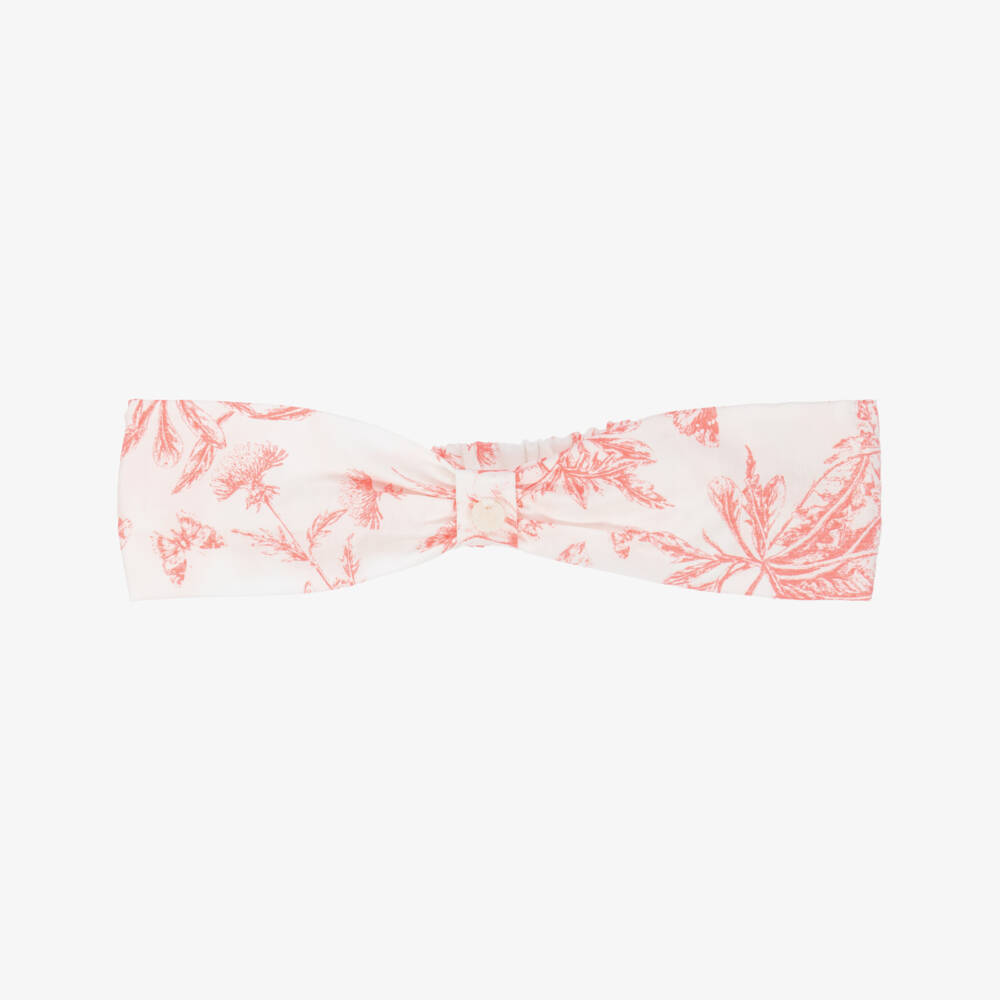 Tartine et Chocolat-Girls White & Red Floral Print Cotton Headband | Childrensalon Outlet