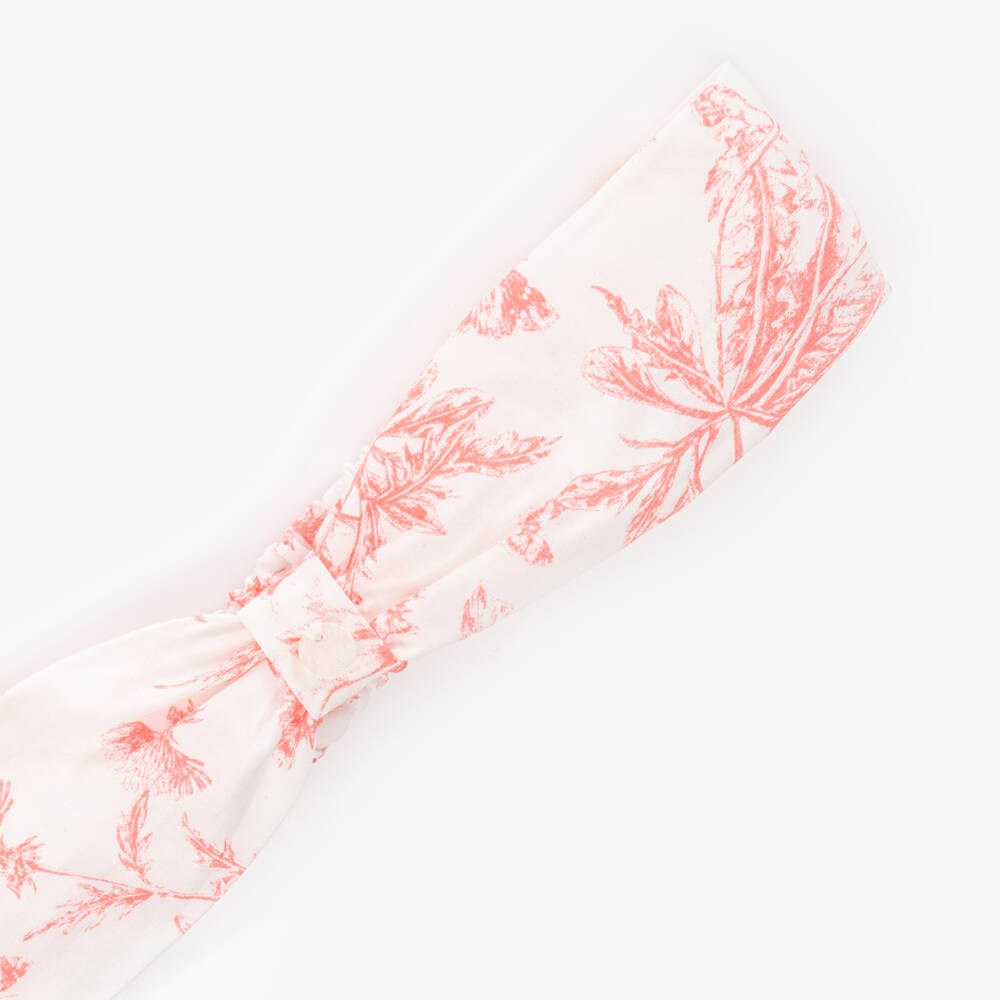 Tartine et Chocolat-Girls White & Red Floral Print Cotton Headband | Childrensalon Outlet