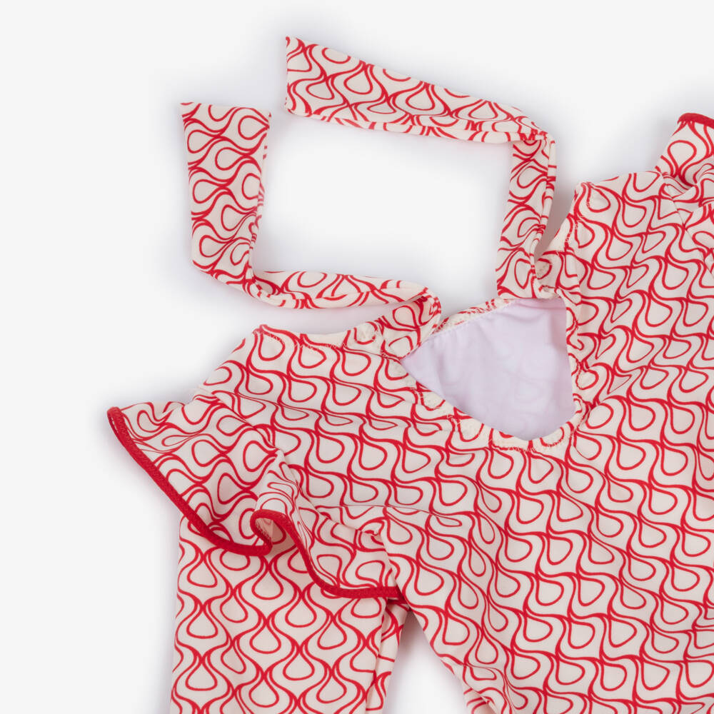 Nessi Byrd-Купальник с оборками красно-белый для девочек | Childrensalon Outlet