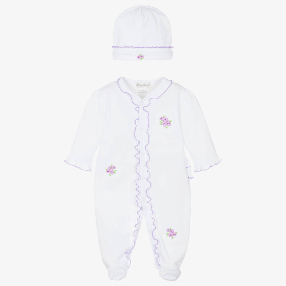Kissy Kissy-Girls White Roses and Blooms Pima Cotton Babysuit Set | Childrensalon Outlet
