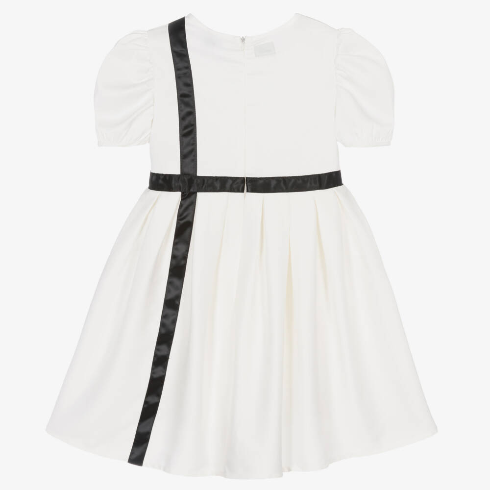 The Tiny Universe-Girls White Satin Bow Dress | Childrensalon Outlet