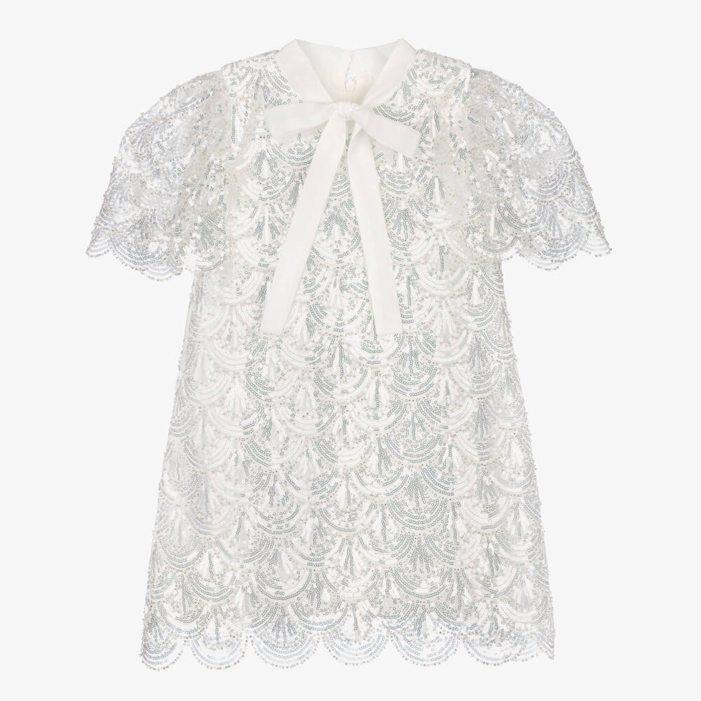 EIRENE-Платье с блестящим белым бантом для девочек | Childrensalon Outlet