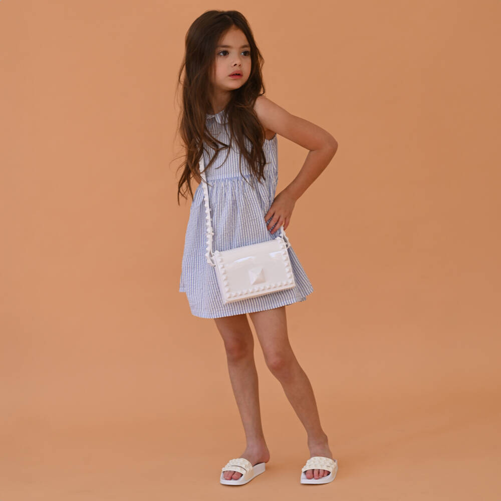 Carmen Sol-Girls White Studded Shoulder Bag (18cm) | Childrensalon Outlet