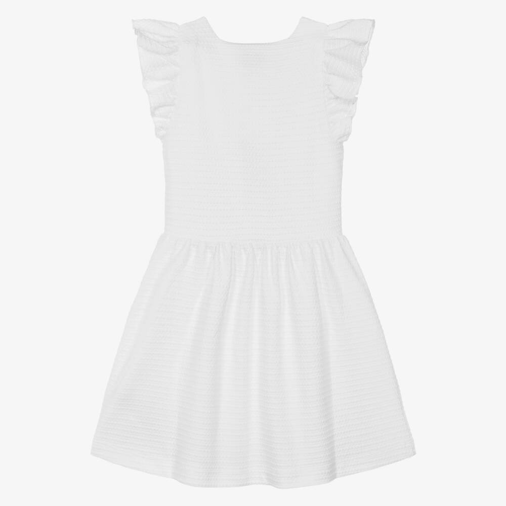 Tommy Hilfiger-Girls White Textured Jersey Dress | Childrensalon Outlet