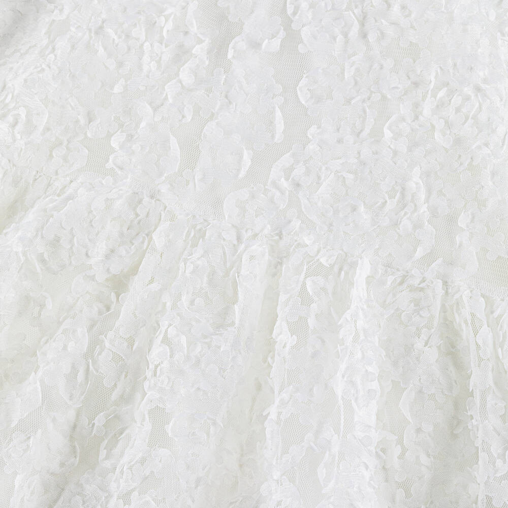 The Tiny Universe-Girls White Tulle Flower Dress With Short Sleeves | Childrensalon Outlet