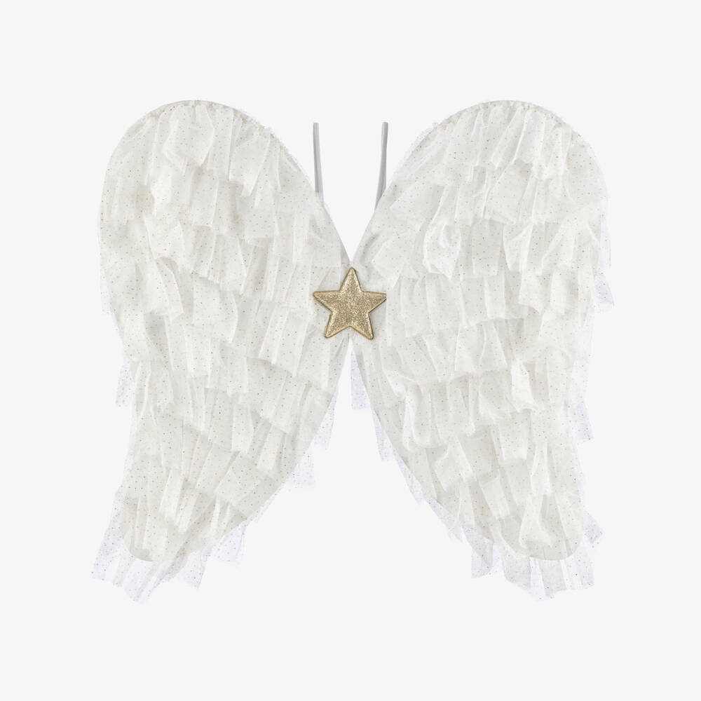 Mimi & Lula-Girls White Tulle & Gold Glitter Angel Wings | Childrensalon Outlet