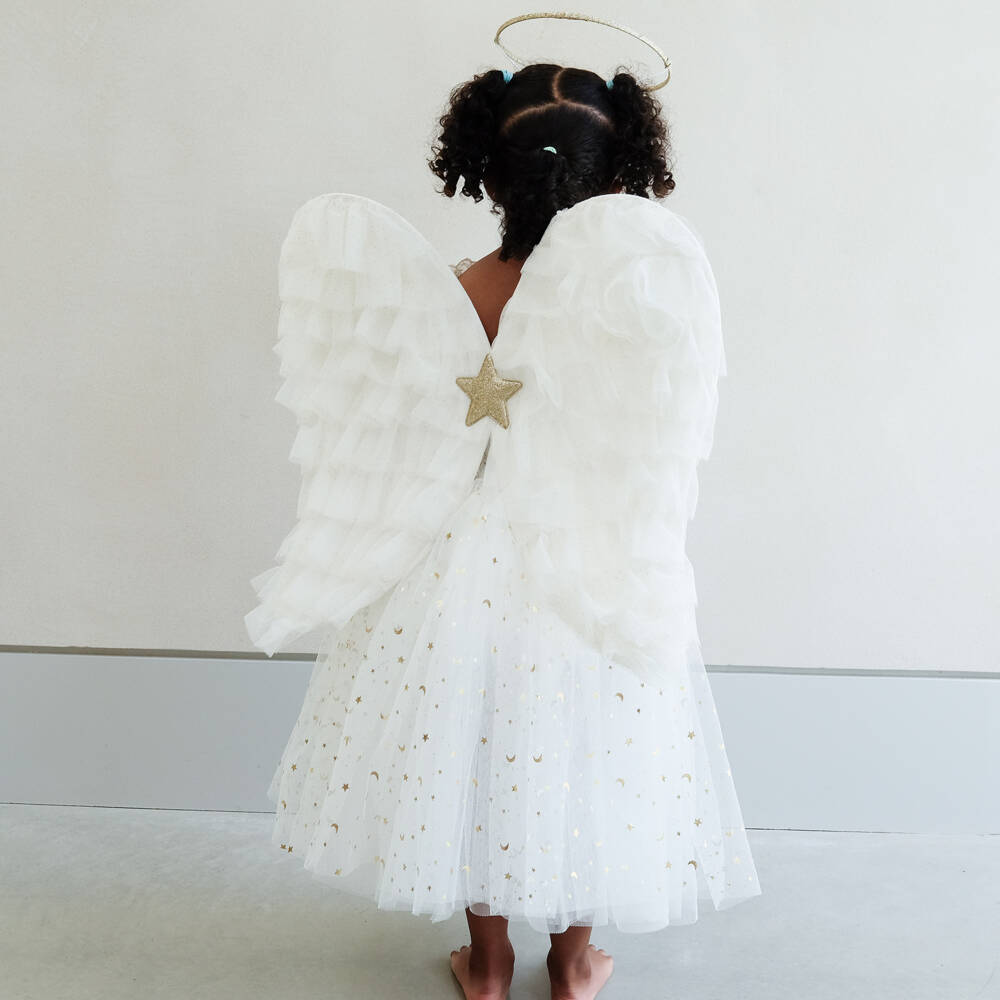 Mimi & Lula-Girls White Tulle & Gold Glitter Angel Wings | Childrensalon Outlet