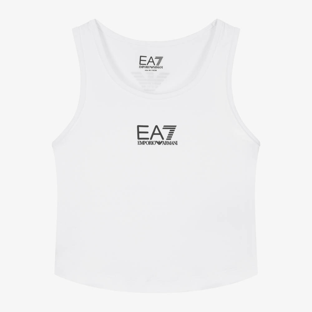 EA7 Emporio Armani-Girls White VENTUS7 Sports Top | Childrensalon Outlet