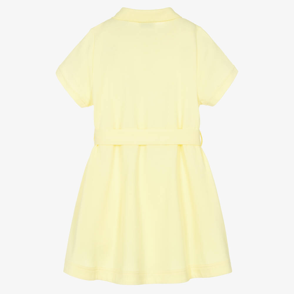 Burberry-Girls Yellow Belted Cotton Polo Dress | Childrensalon Outlet