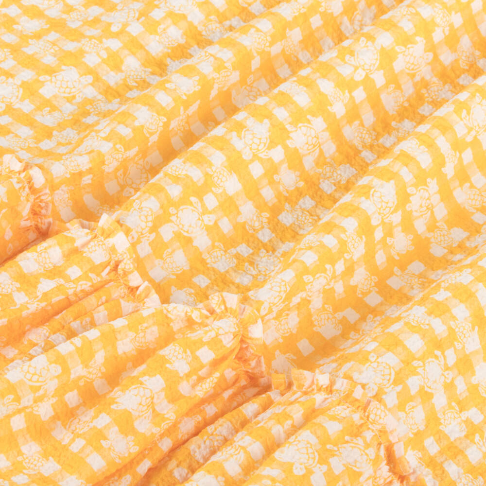 Vilebrequin-Girls Yellow Cotton Gingham Turtle Logo Skirt | Childrensalon Outlet