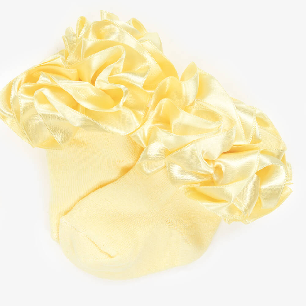 Caramelo Kids-Girls Yellow Cotton Ruffle Socks | Childrensalon Outlet