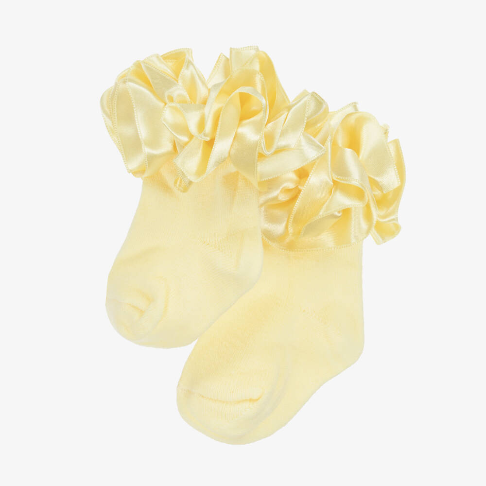 Caramelo Kids-Girls Yellow Cotton Ruffle Socks | Childrensalon Outlet