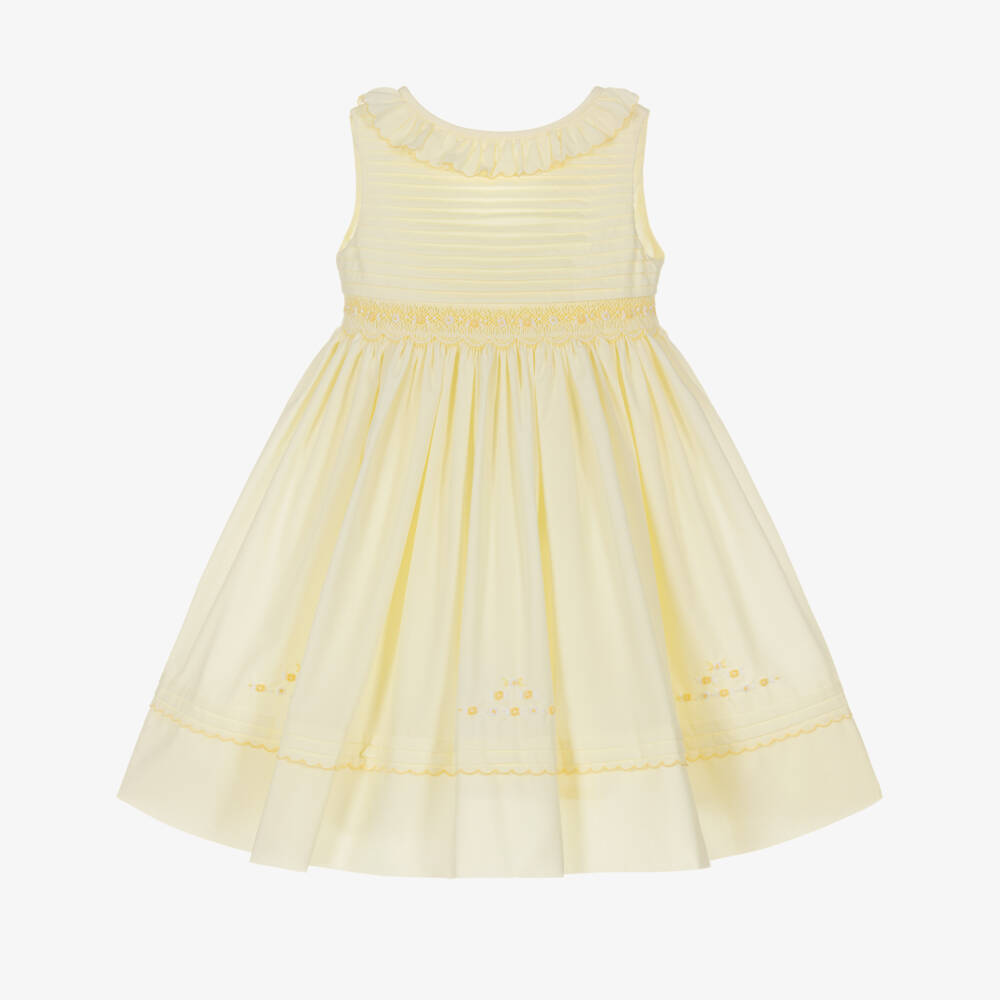 Sarah Louise-Girls Yellow Hand-Smocked Dress | Childrensalon Outlet
