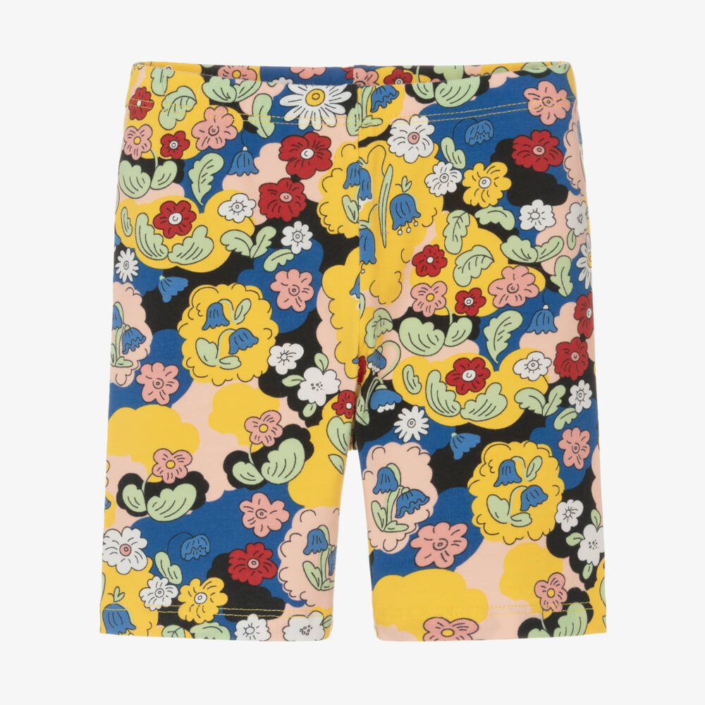 Mini Rodini-Girls Yellow Organic Cotton Floral Shorts | Childrensalon Outlet