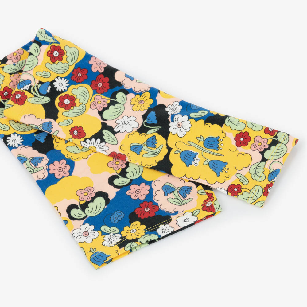 Mini Rodini-Girls Yellow Organic Cotton Floral Shorts | Childrensalon Outlet