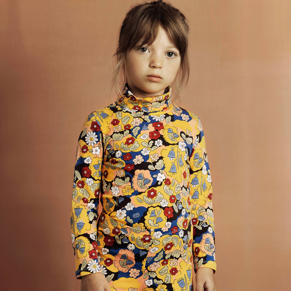 Mini Rodini-Желтая цветочная водолазка для девочек | Childrensalon Outlet