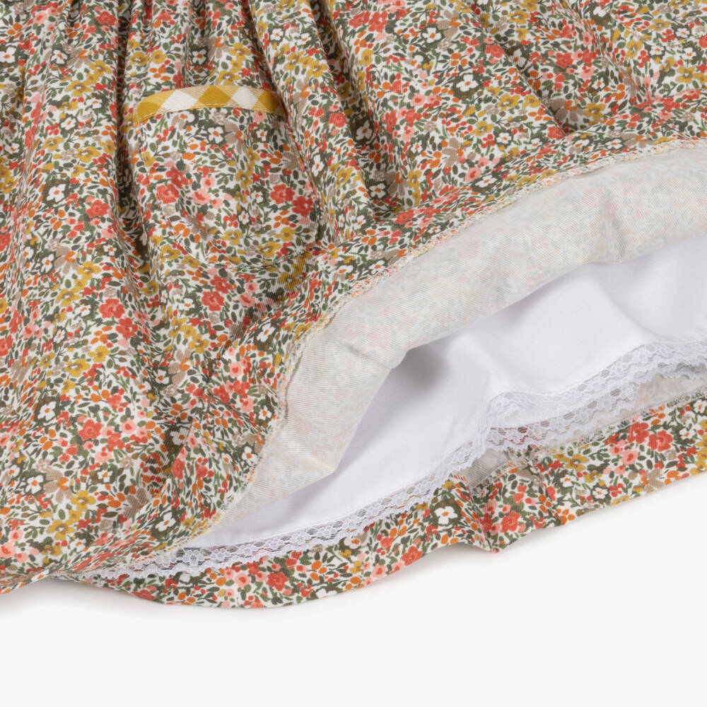 Foque-Girls Yellow & Pink Floral Cotton Dress | Childrensalon Outlet