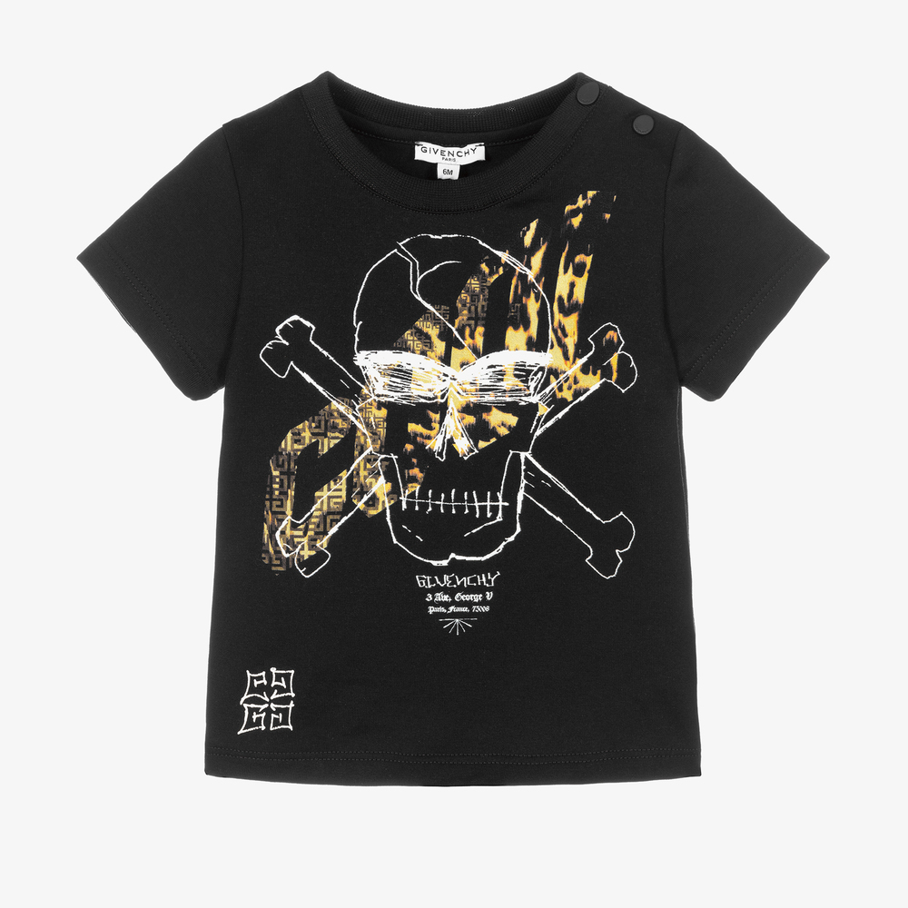 Givenchy - Baby Boys Black Skull T-Shirt | Childrensalon