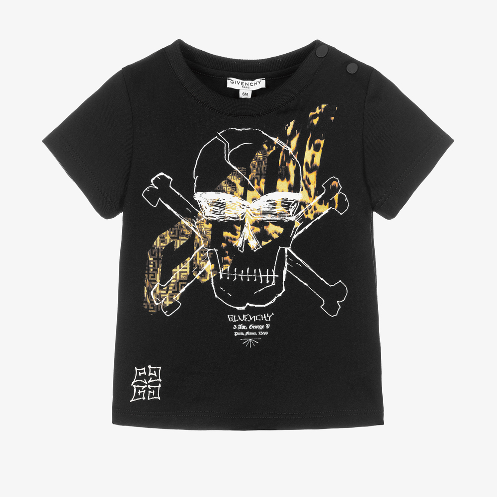 Baby Boys Black Skull T Shirt