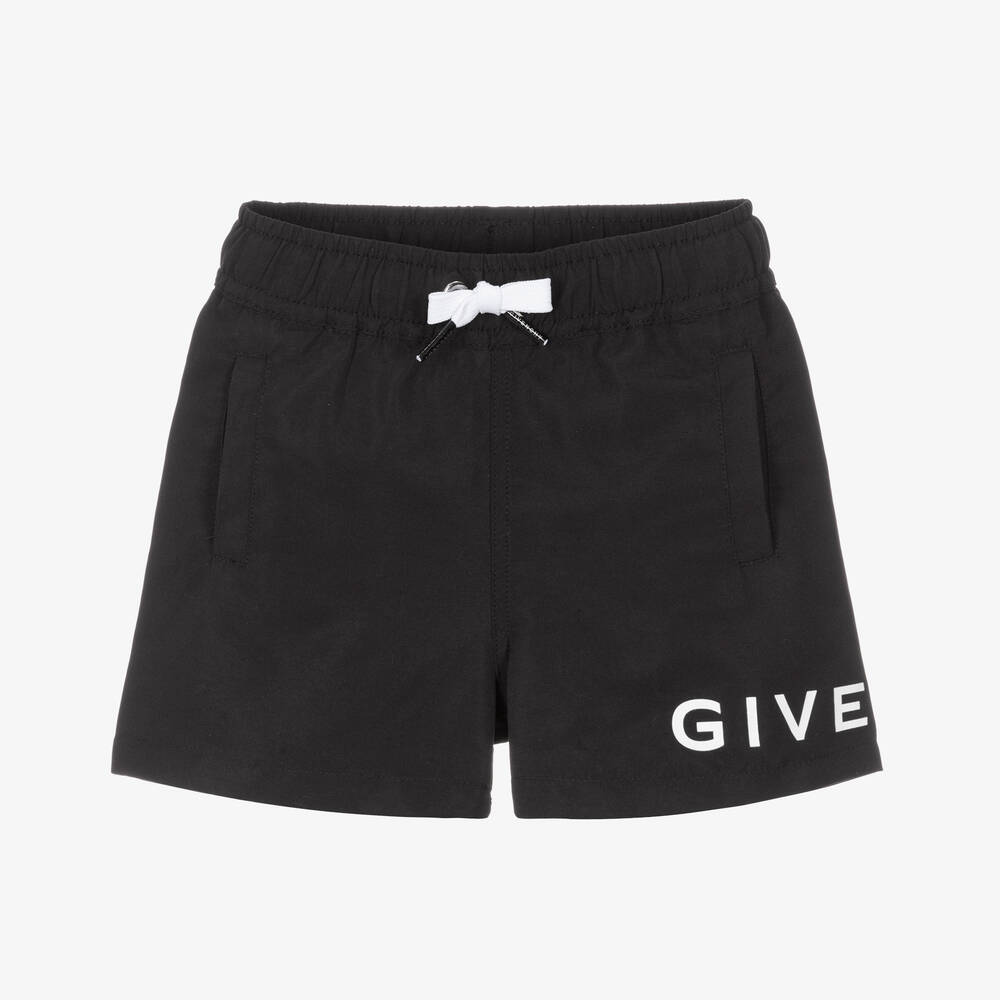 Givenchy - Baby Boys Black & White Logo Swim Shorts | Childrensalon