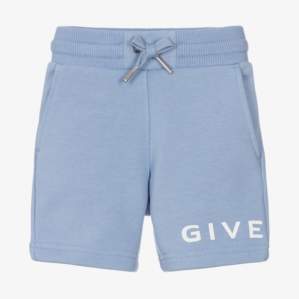 Givenchy - Baby Boys Blue Cotton Logo Shorts | Childrensalon