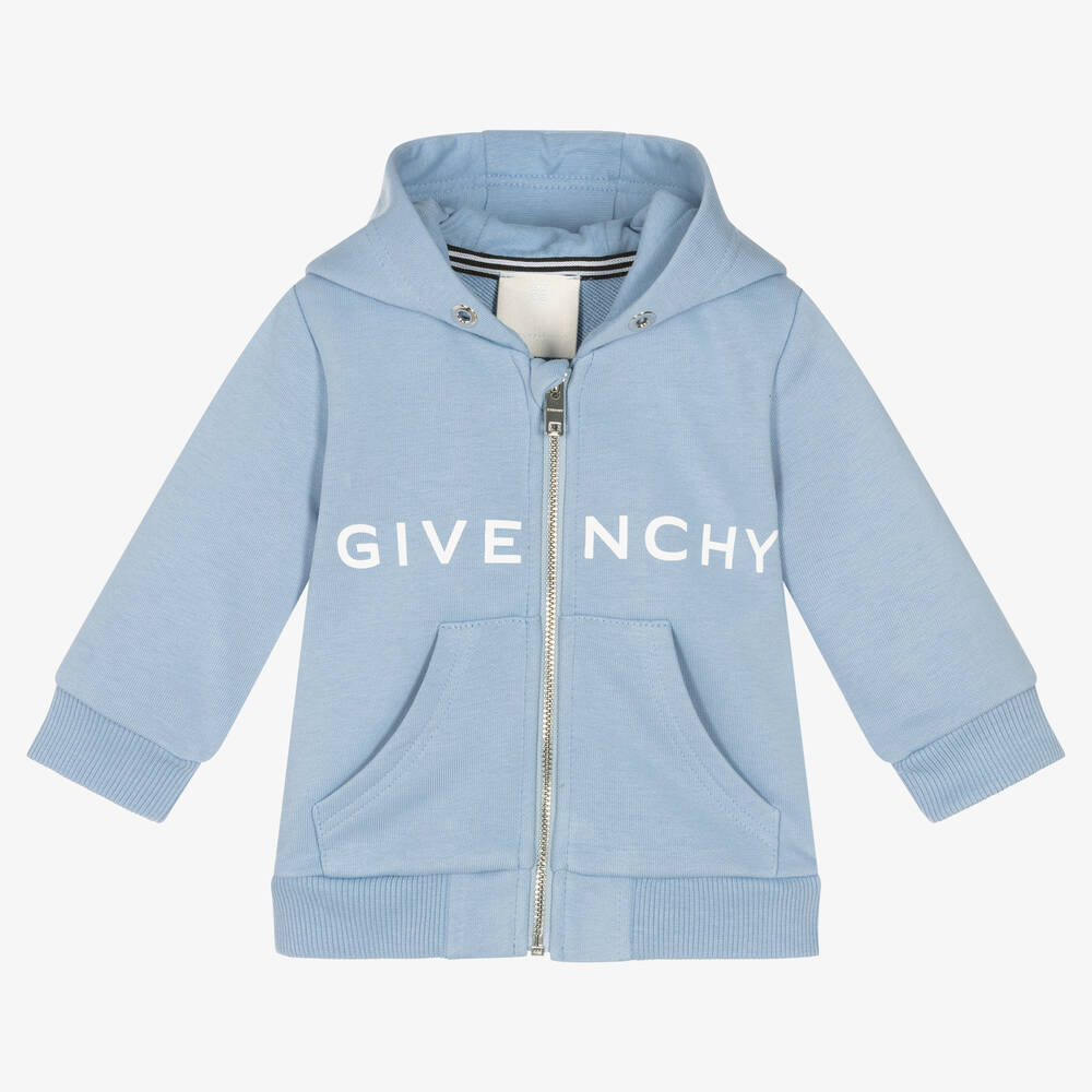 Givenchy - Baby Boys Blue Logo Zip-Up Top | Childrensalon