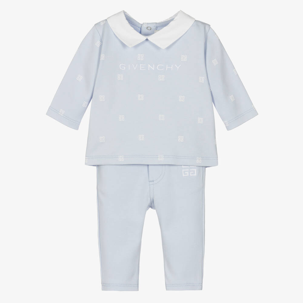 Givenchy - طقم بنطلون قطن جيرسي لون أزرق للمواليد | Childrensalon