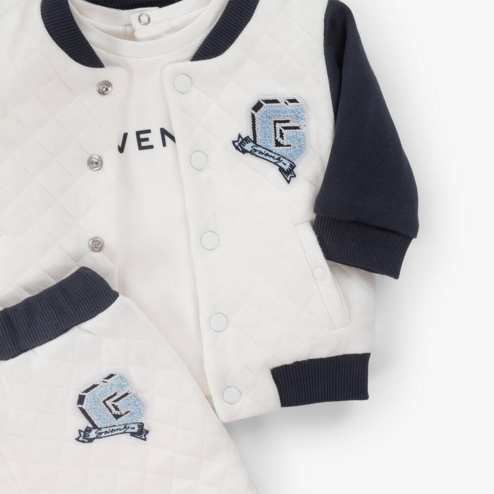 Givenchy-Baby Boys Ivory Quilted Jersey Trouser Set | Childrensalon Outlet