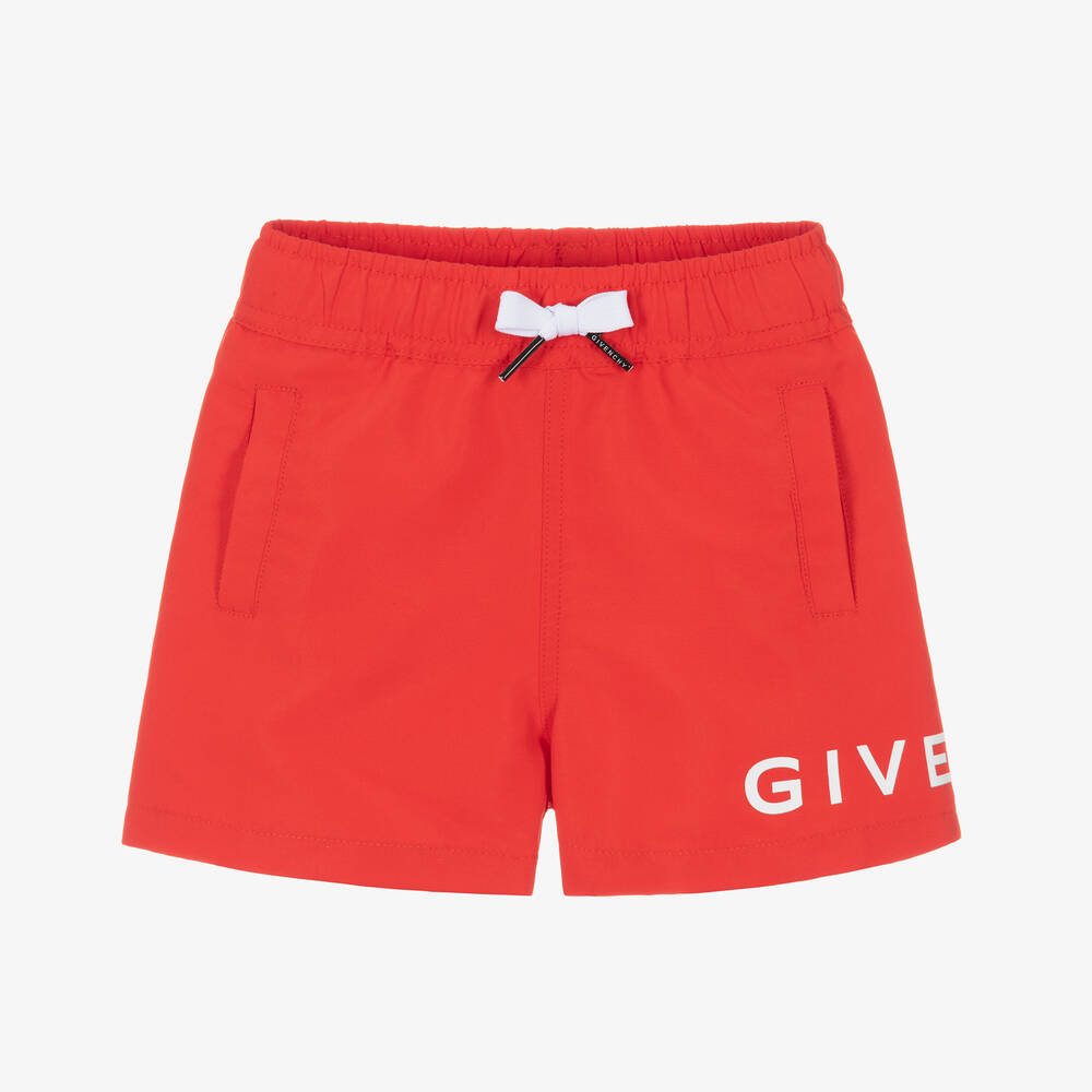 Givenchy - Baby Boys Red & White Logo Swim Shorts | Childrensalon