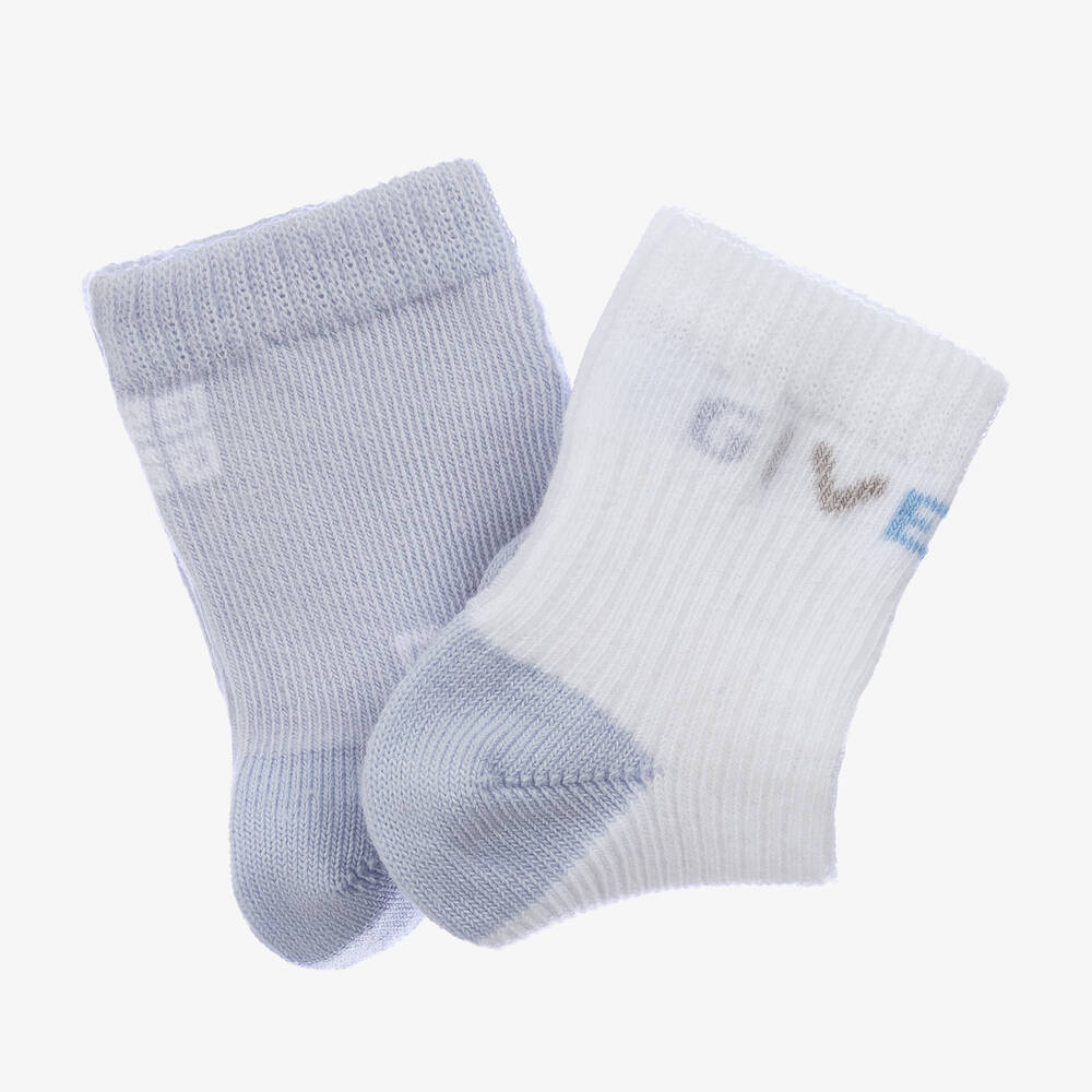 جيفنشي-جوارب مزيج قطن محبوك لون أزرق وأبيض (عدد 2) | Childrensalon Outlet