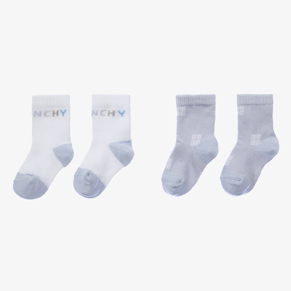 جيفنشي-جوارب مزيج قطن محبوك لون أزرق وأبيض (عدد 2) | Childrensalon Outlet