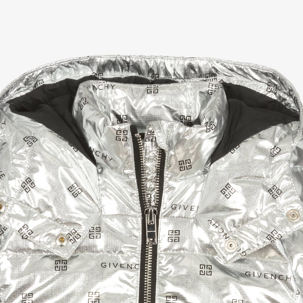ホット商品 Givenchy - Baby Girls Metallic Silver 4G Down Jacket 帽子