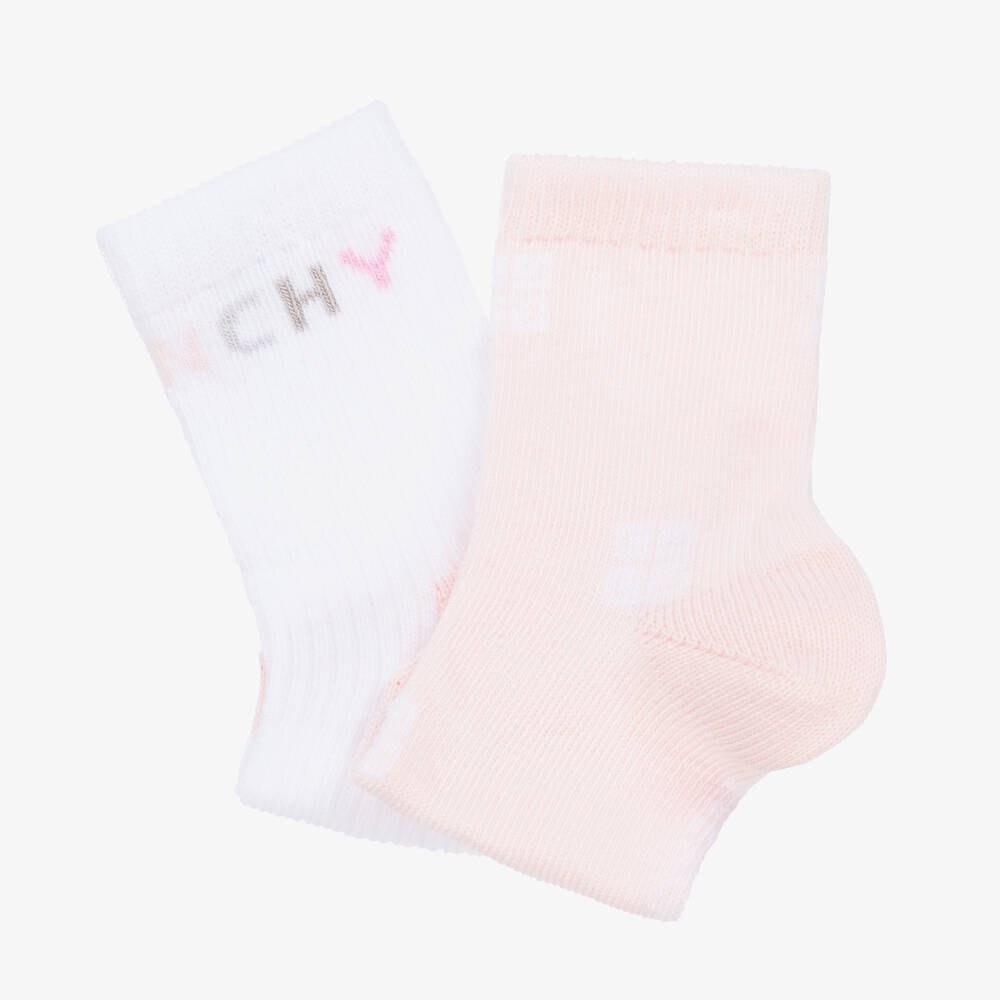جيفنشي-جوارب مزيج قطن محبوك لون زهري للمولودات (عدد 2) | Childrensalon Outlet