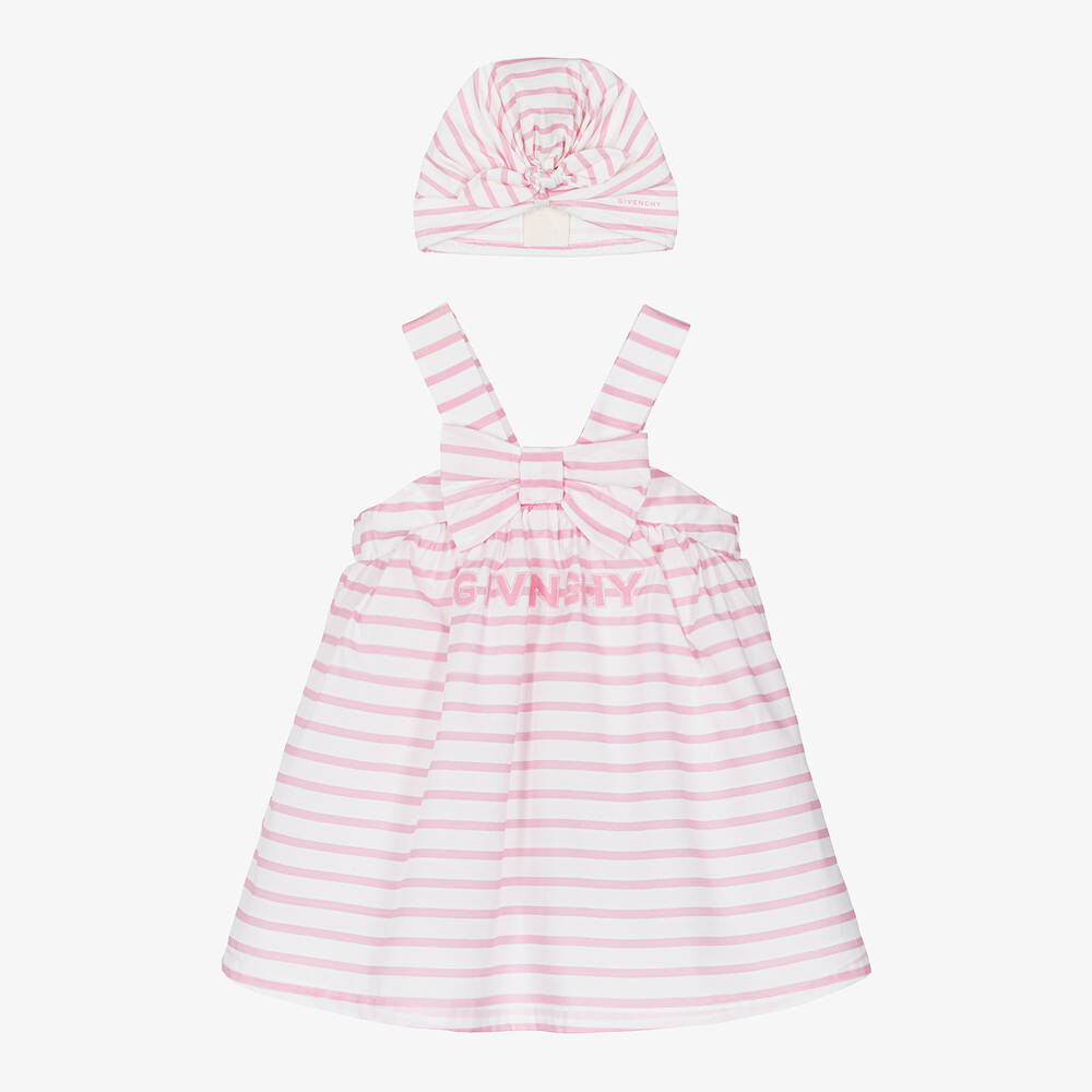 Givenchy-Baby Girls Pink Cotton Dress Set | Childrensalon Outlet