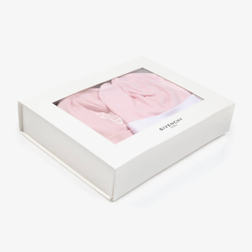 Givenchy-Baby Girls Pink Cotton Hats (2 Pack) | Childrensalon Outlet