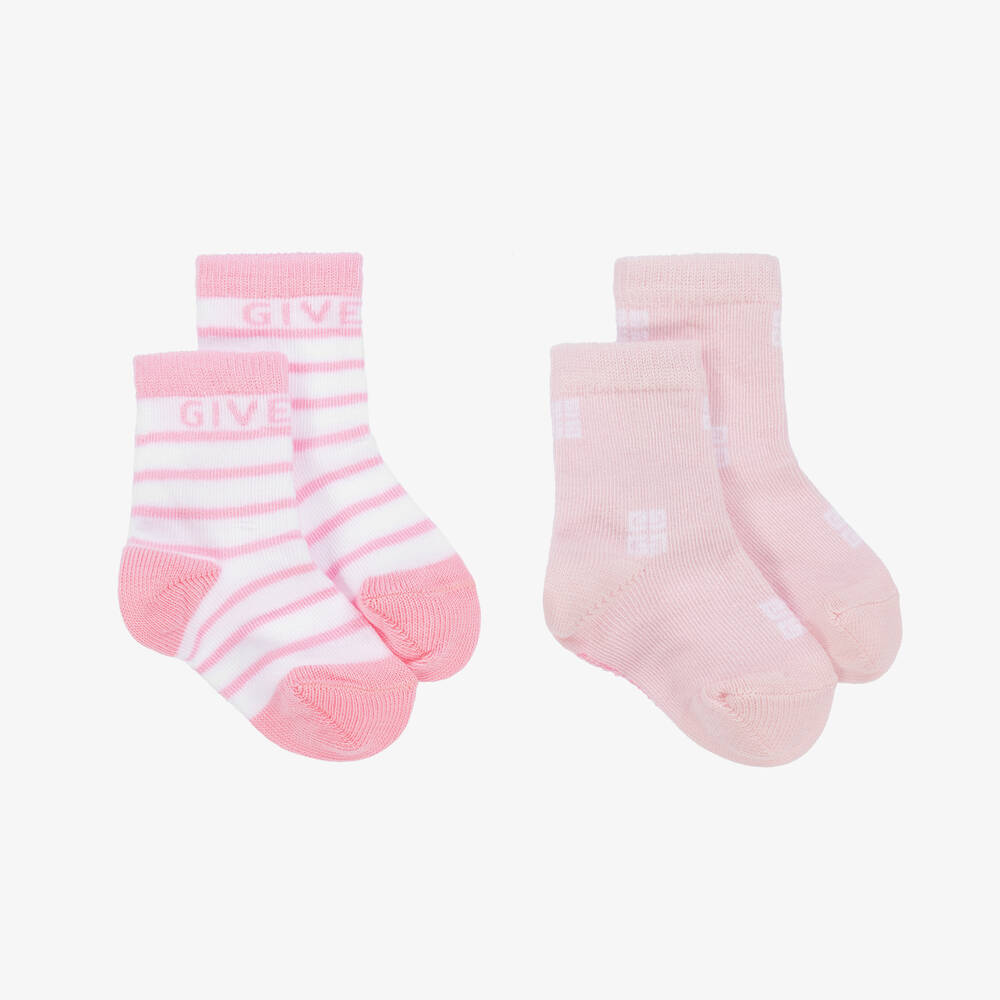 Givenchy-Baby Girls Pink Cotton Socks (2 Pack) | Childrensalon Outlet