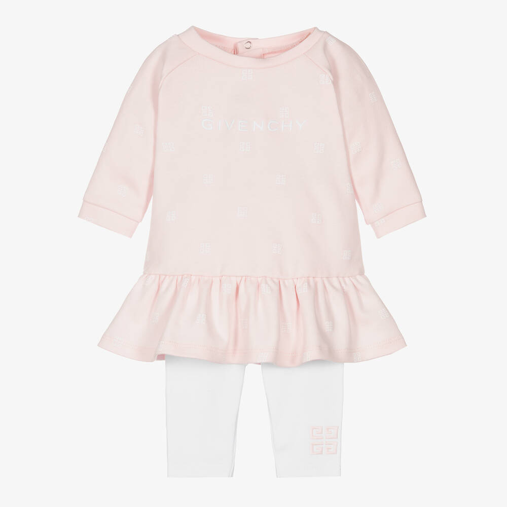 Givenchy - Ensemble robe rose et blanc bébé fille | Childrensalon