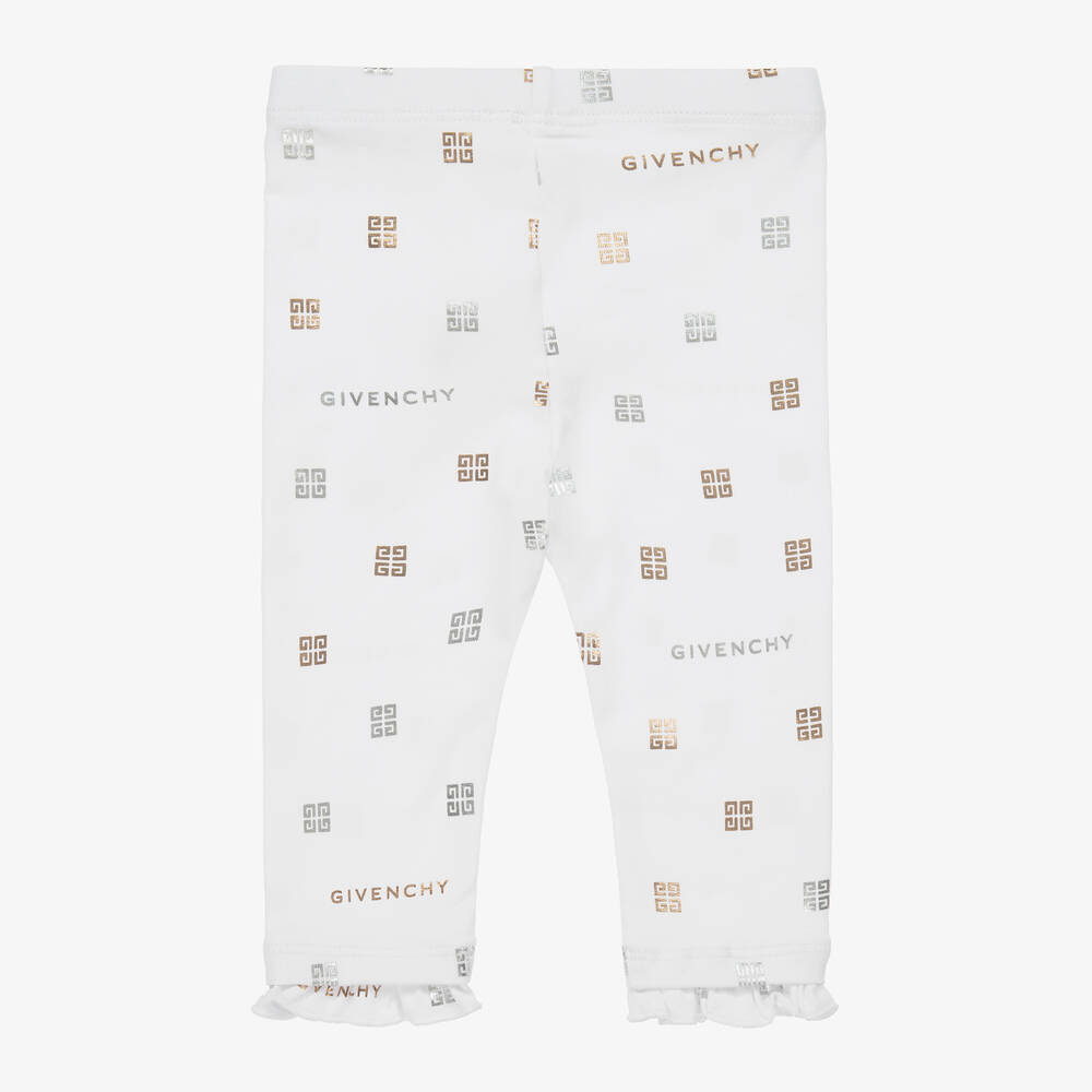 Givenchy-Baby Girls White Cotton 4G Leggings | Childrensalon Outlet