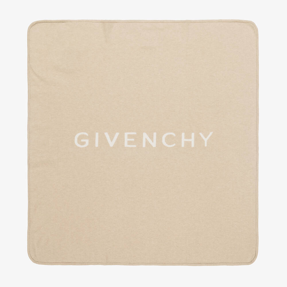 Givenchy-Beige Cotton & Cashmere Reversible Blanket (83cm) | Childrensalon Outlet