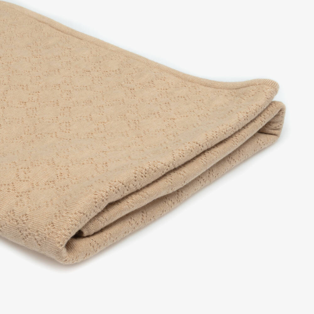 Givenchy-Beige & Ivory Cotton & Cashmere Reversible Blanket (82cm) | Childrensalon Outlet