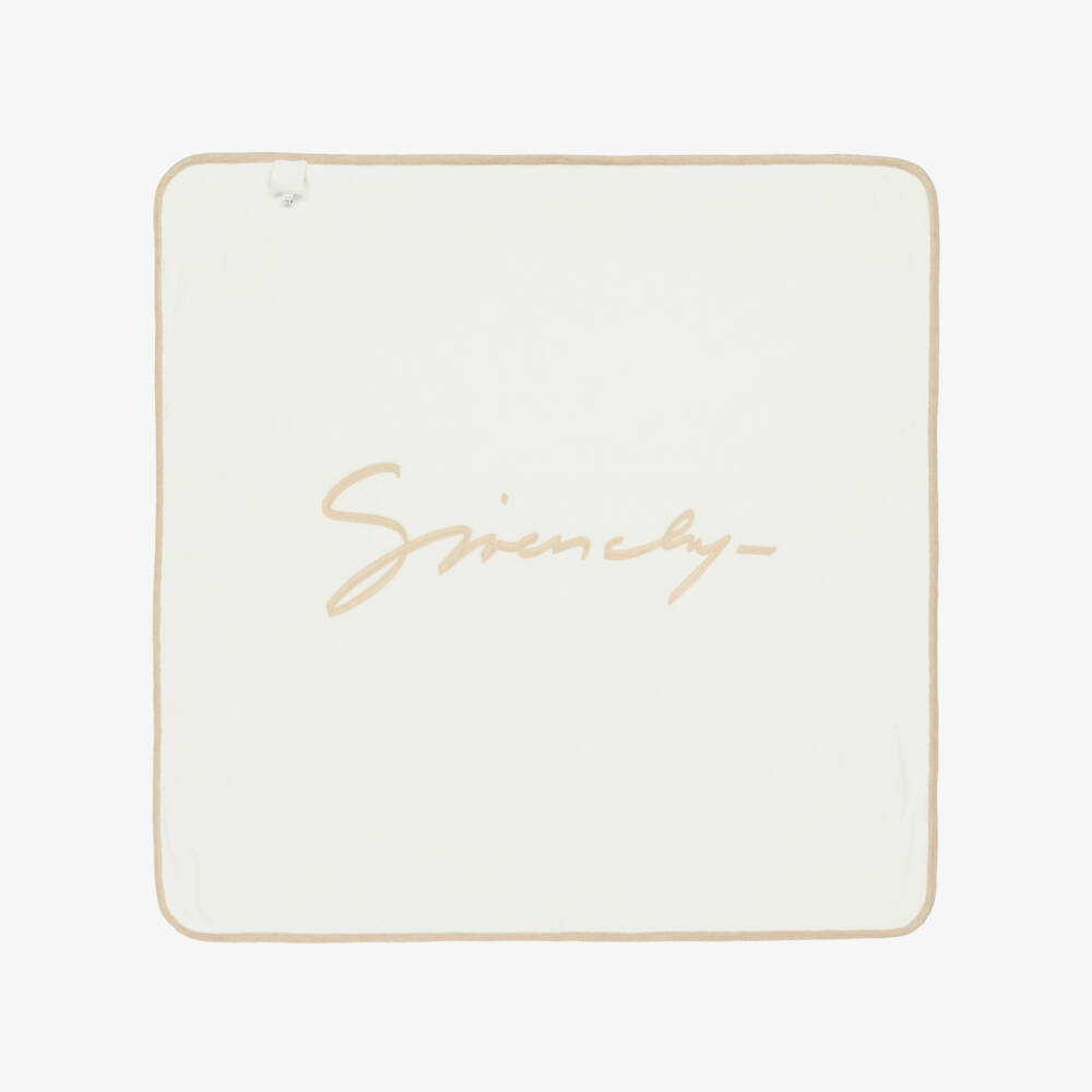 Givenchy-Beige & Ivory Cotton & Cashmere Reversible Blanket (82cm) | Childrensalon Outlet