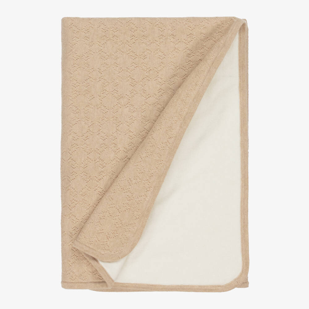 Givenchy-Beige & Ivory Cotton & Cashmere Reversible Blanket (82cm) | Childrensalon Outlet