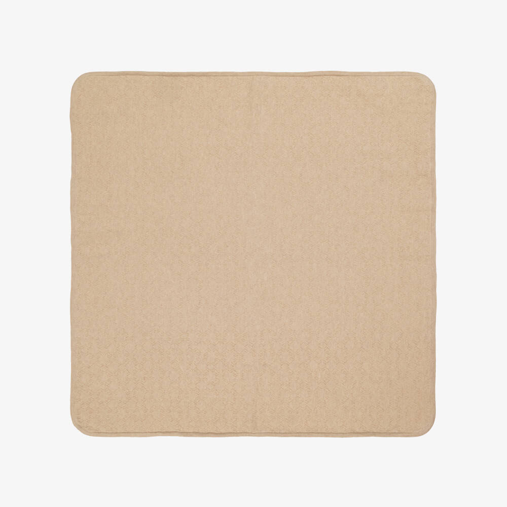 Givenchy-Beige & Ivory Cotton & Cashmere Reversible Blanket (82cm) | Childrensalon Outlet