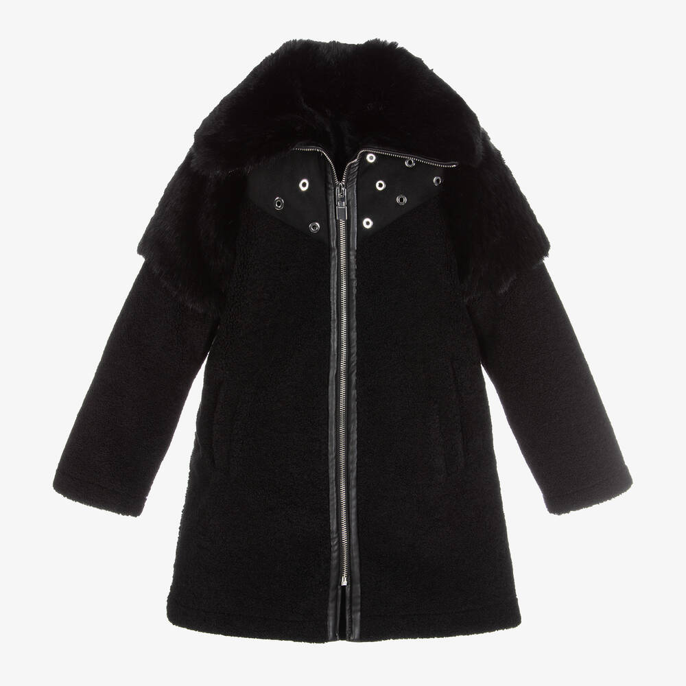 Givenchy - Manteau noir mouton synthétique | Childrensalon