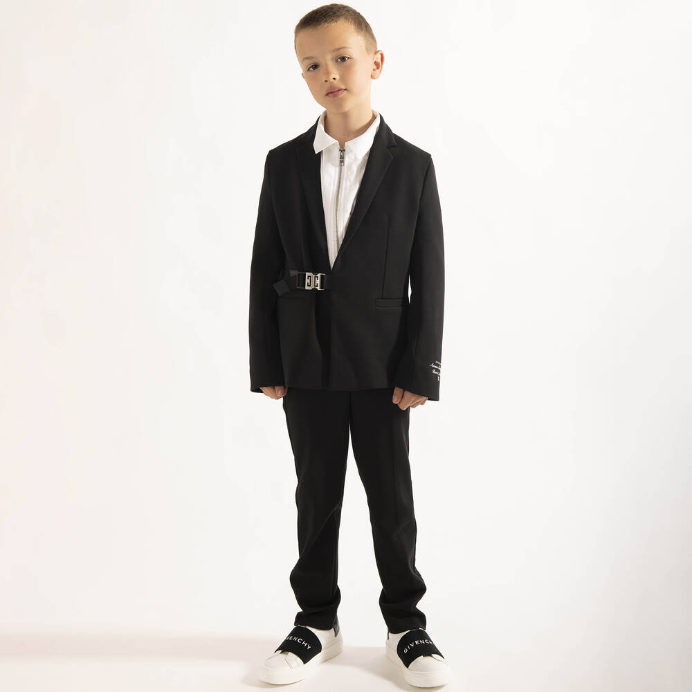 Givenchy-Черные трикотажные брюки с логотипной лентой | Childrensalon Outlet